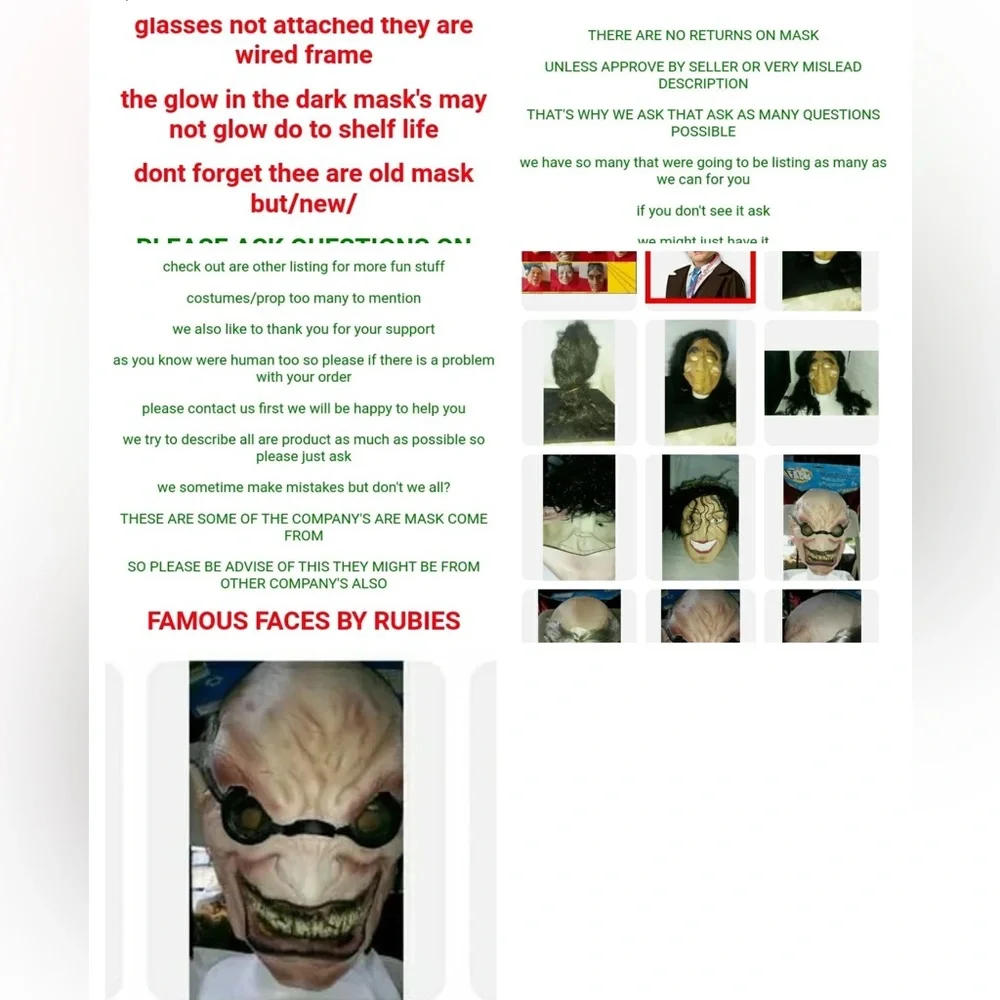Famous people MAD SCIENTISTS mask vintage FAMOUS PEOPLE 1980’-1990’s new but old